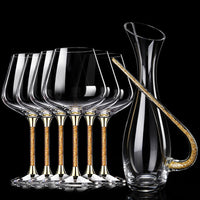 Gold Foil Crystal Glasses and Decanter Set — 7 Pieces image preview