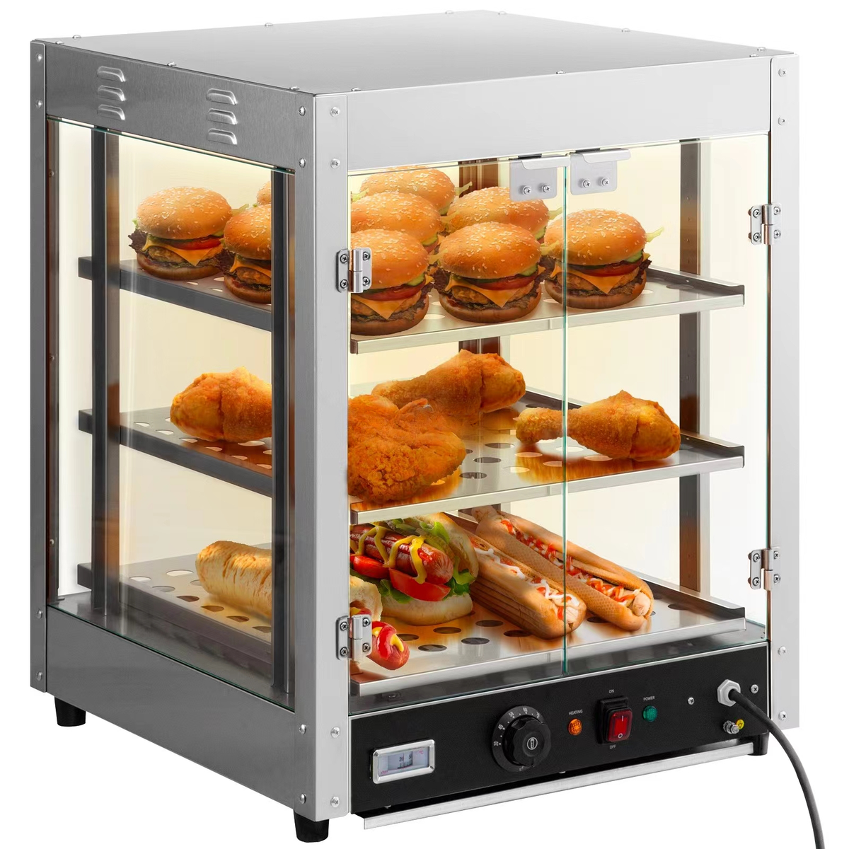 Commercial 3-Tier Heated Display Case — Countertop Pastry & Food Warmer
