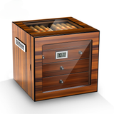 Armoire à cigares en bois — porte vitrée, 4 plateaux