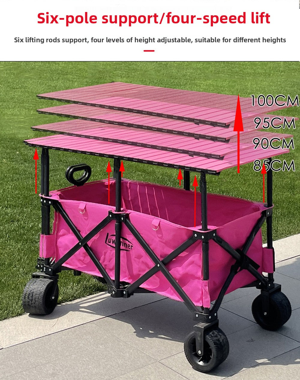 Folding Vending Cart with Adjustable Tabletop & Umbrella Canopy