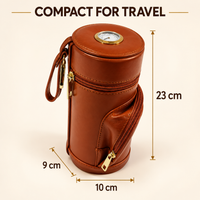 Aperçu : Étui à cigares de voyage en cuir avec hygromètre intégré