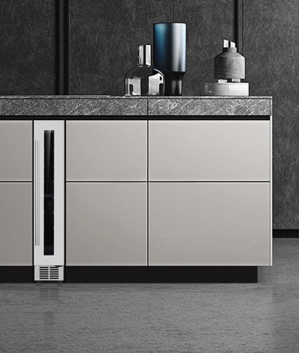 Built-In Slim Wine Cooler — 9-Bottle Stainless Steel with Glass Door
