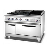 Professional 4-Burner Gas Stove with Lava Rock Grill & Gas Oven