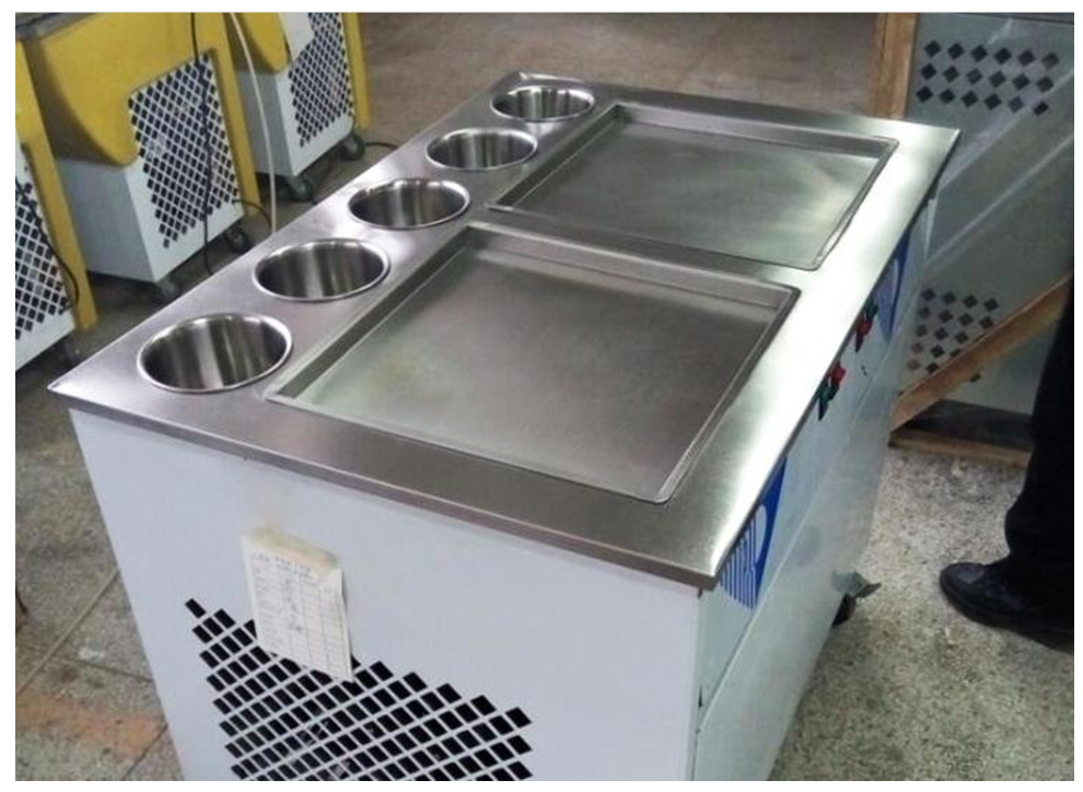 Commercial Rolled Fried Ice Cream Machine — Double Flat Pan