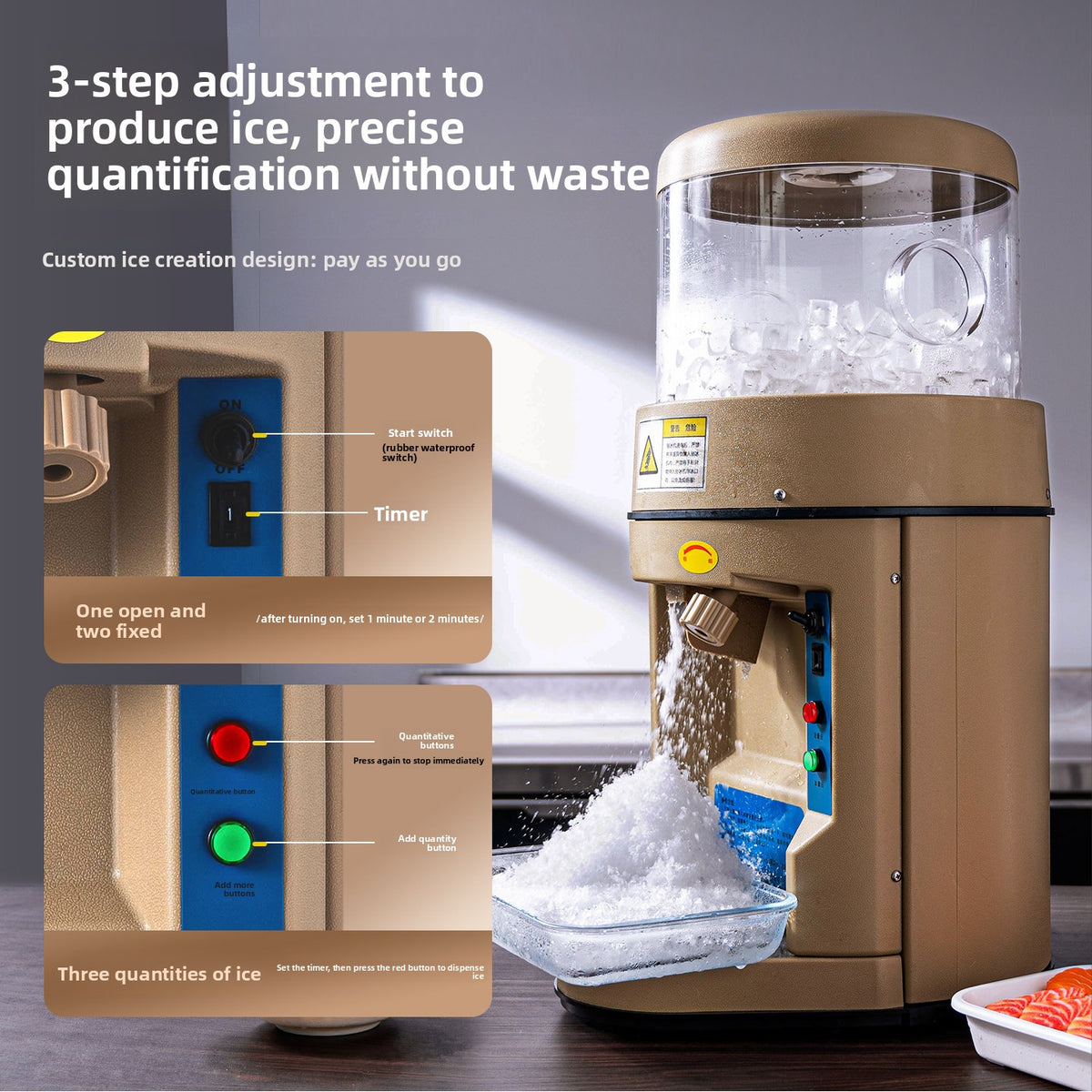 Commercial Automatic Ice Crusher — 480 kg/h