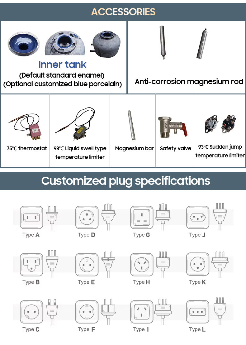 Electric Storage Water Heater — Enamel Tank, 10–100 L