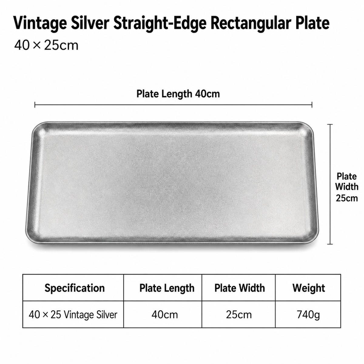Brushed Stainless Steel Rectangular Serving Tray — Vintage Gold & Silver
