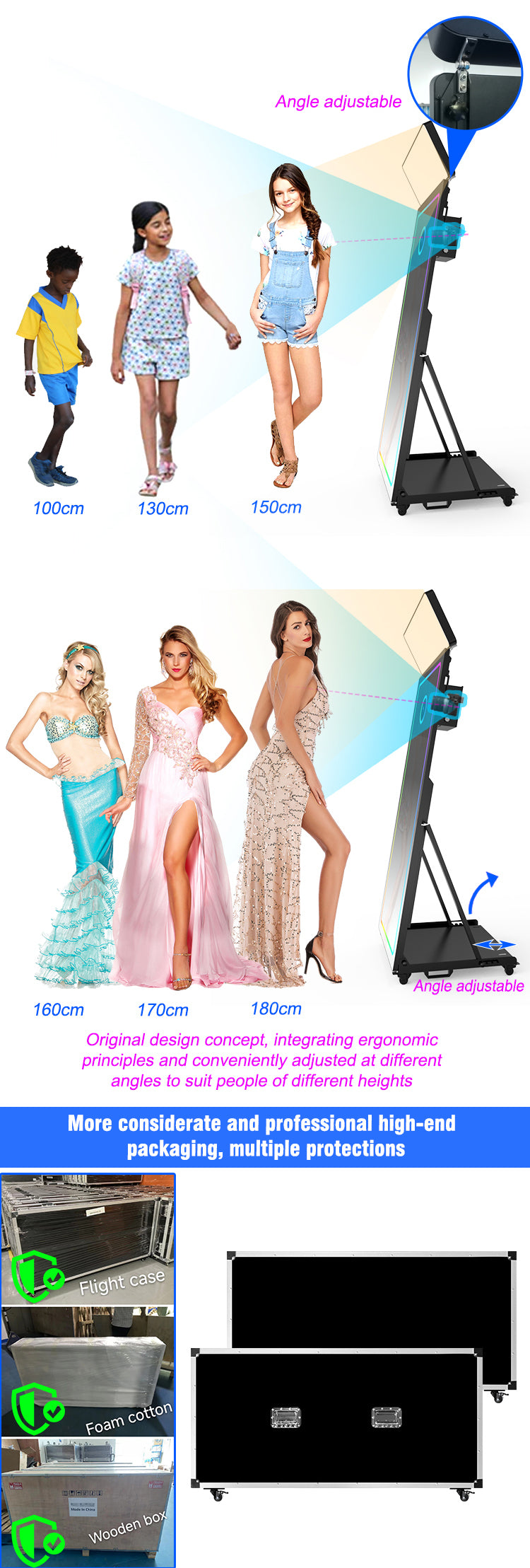 Magic Mirror Photo Booth with Camera, Flash & Printer