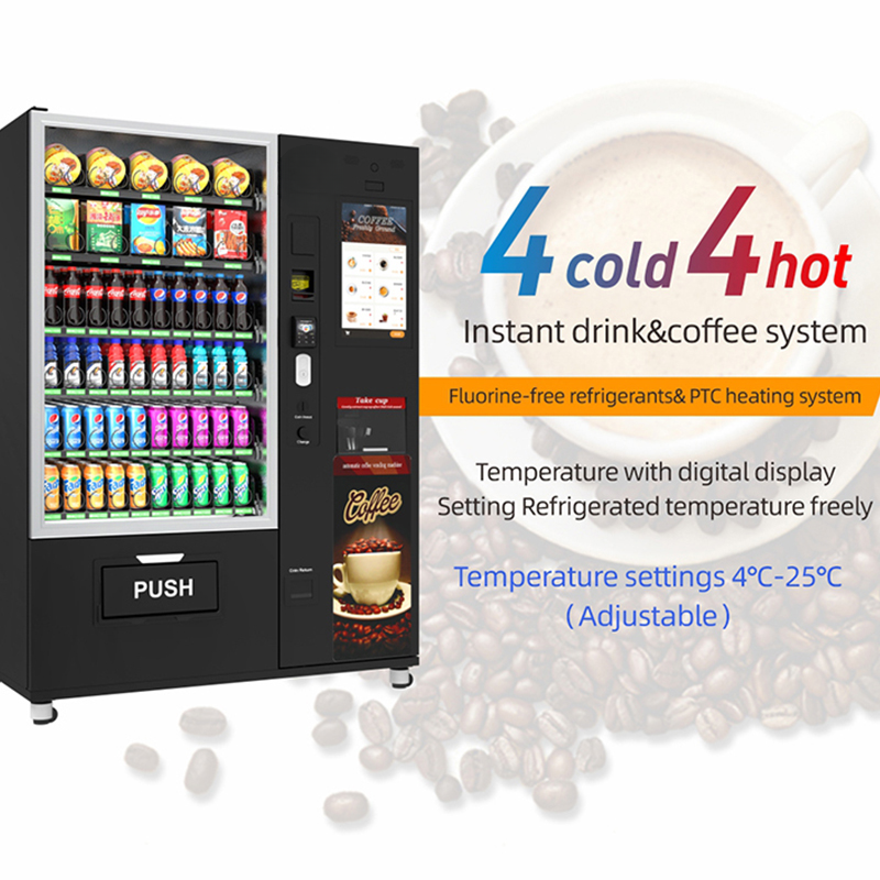 Máquina expendedora comercial de café y snacks — pantalla táctil de 22"