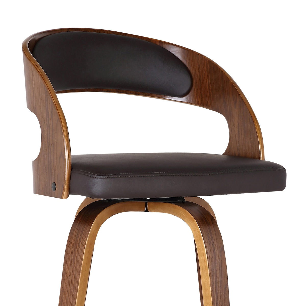 Bentwood Swivel Bar Stool — Chrome Base, PU Leather Seat