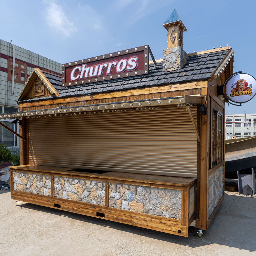 Vintage Wooden Churro Food Trailer — Mobile Vending Cart