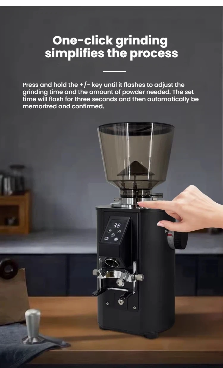 Commercial Electric Coffee Grinder — 64mm Flat Burr, Stepless Adjustment
