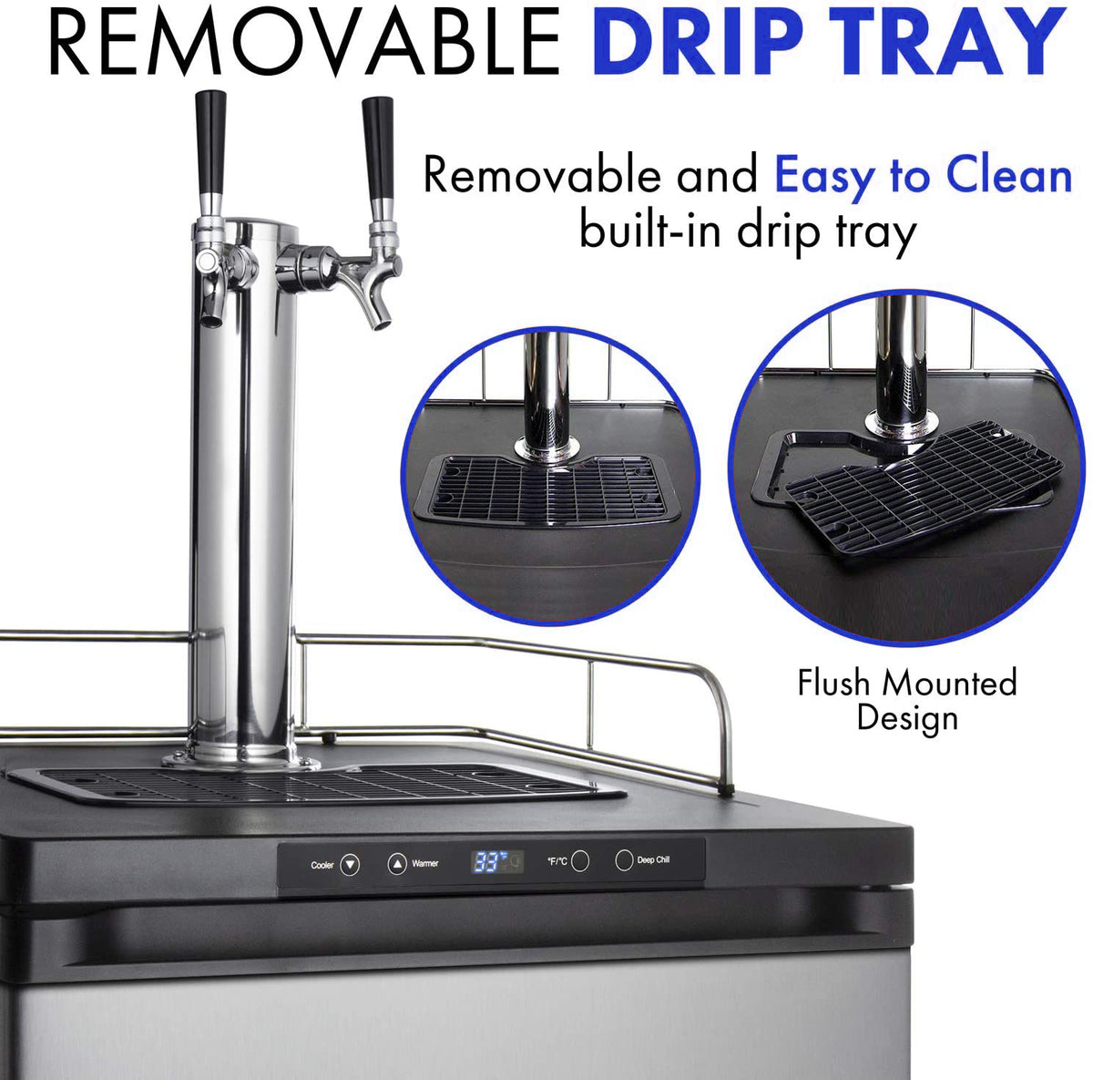 2-Tap Beer Kegerator — Stainless Steel