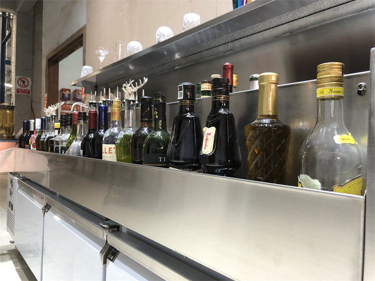 Stainless Steel Mobile Bar Station — Refrigerated Cocktail Cart