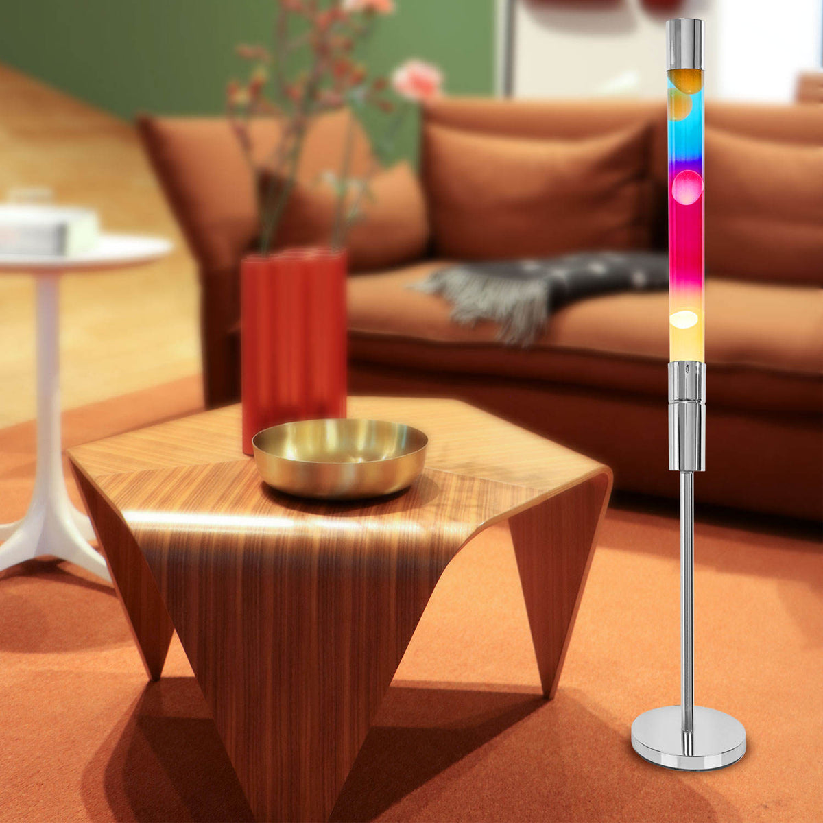 Modern LED Floor Lava Lamp — Tall Glass Rainbow Accent Light