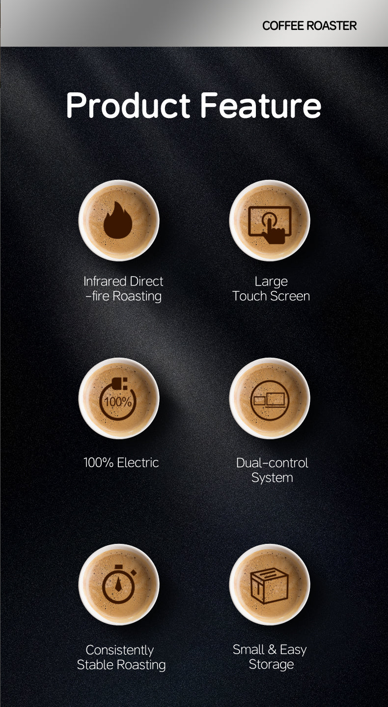 Commercial Electric Coffee Roaster — 1 kg, Touchscreen Control