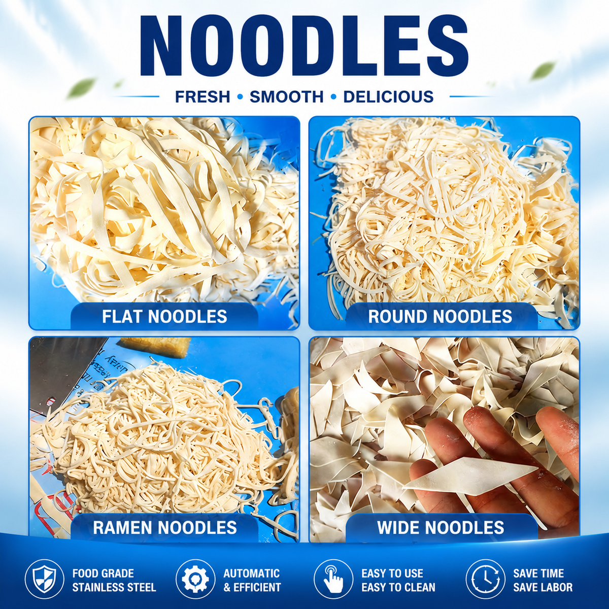Commercial Automatic Fresh Noodle Machine — Mixer, Sheeter & Cutter