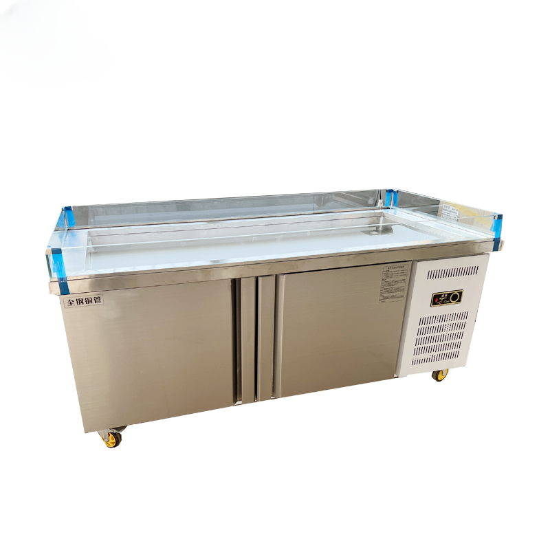 Stainless Steel Ice Fish Table — Refrigerated Seafood Display Cabinet