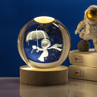 3D Crystal Ball LED Night Light with Wooden Base image preview