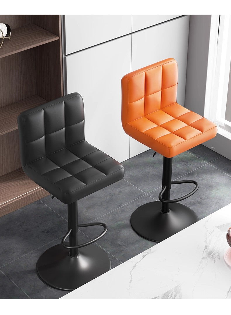 Modern Velvet Bar Stool — Swivel, Gas-Lift, Square Back