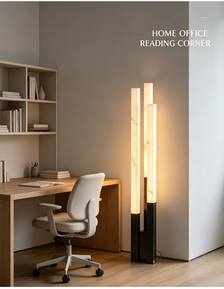 Marble Triple-Column LED Floor Lamp — Onyx Glow