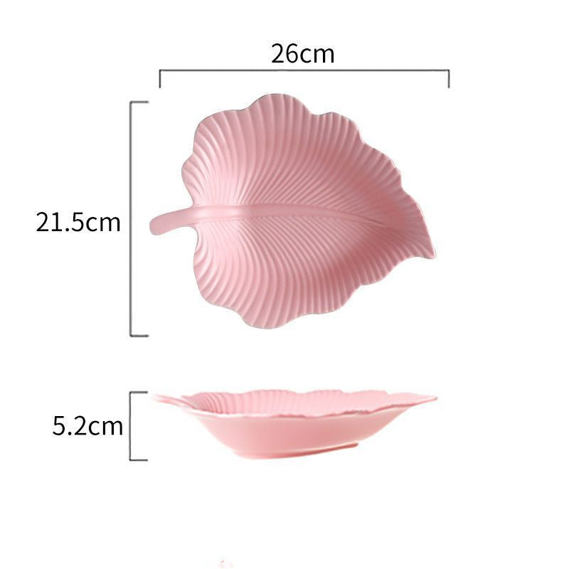 Maple Leaf & Eucalyptus Ceramic Plate Collection, style Scandinavian