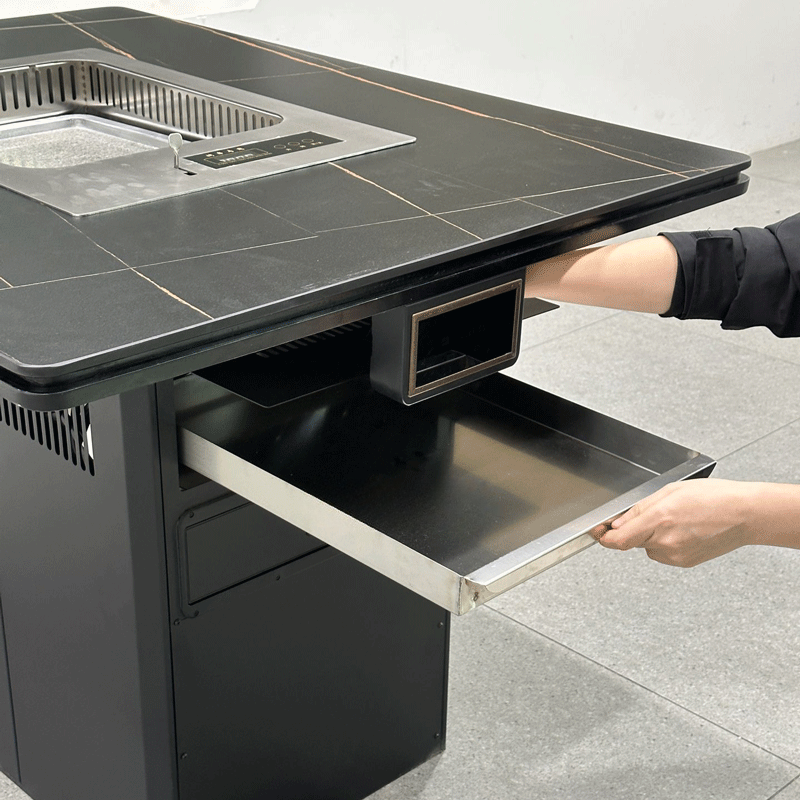 Smokeless Hot Pot & BBQ Dining Table — Stainless Steel