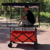 Folding Vending Cart with Adjustable Tabletop &amp; Umbrella Canopy image preview
