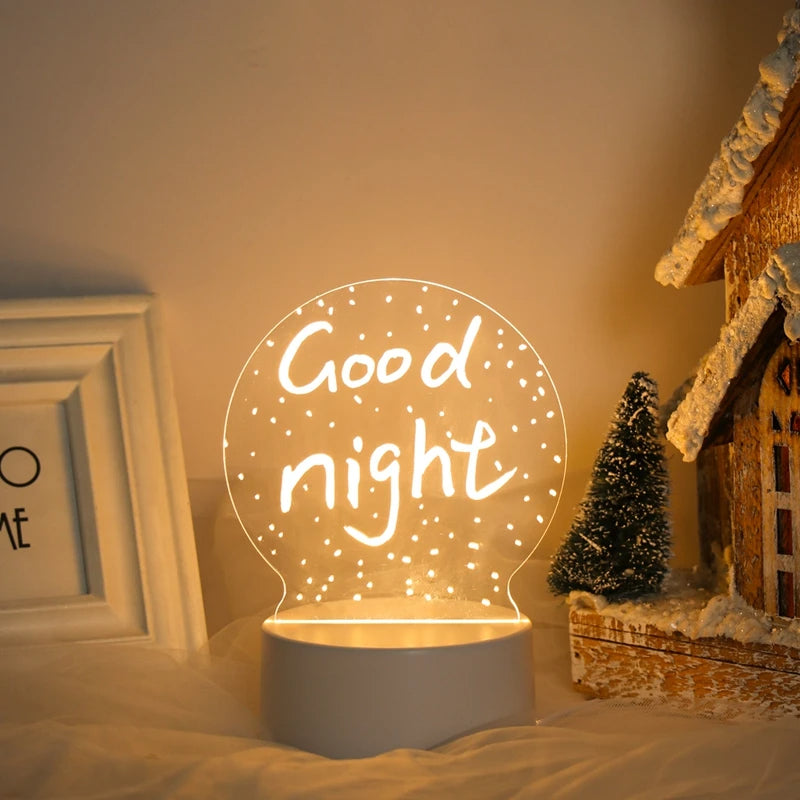 3D Acrylic LED Night Light — USB Warm-White Decorative Lamp