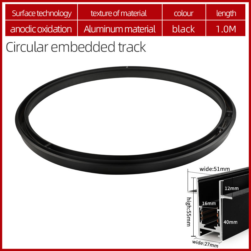 Circular Magnetic LED Track Light System — 48V, Dimmable