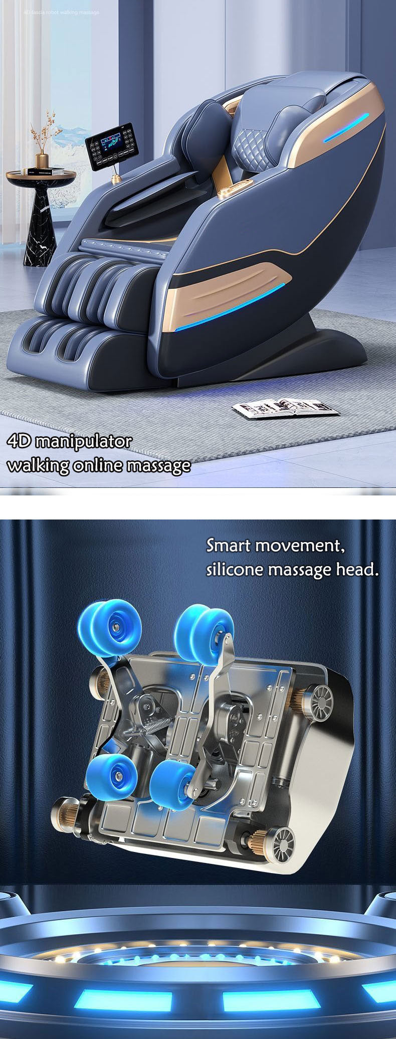4D Zero-Gravity Full-Body Massage Chair with SL-Track Rollers