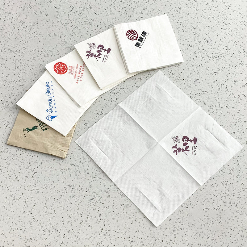 Custom Logo Cocktail Napkins — 2-Ply Wood Pulp, 1,000/Pack