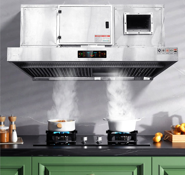 Wall-Mounted Commercial Range Hood — Stainless Steel, 6000 m³/h