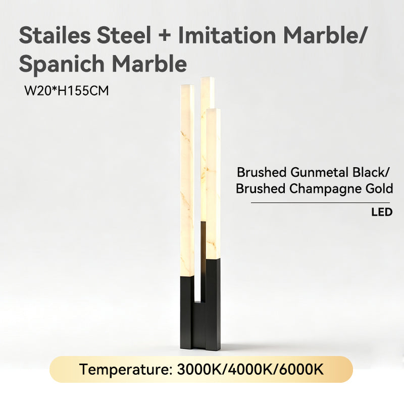 Marble Triple-Column LED Floor Lamp — Onyx Glow