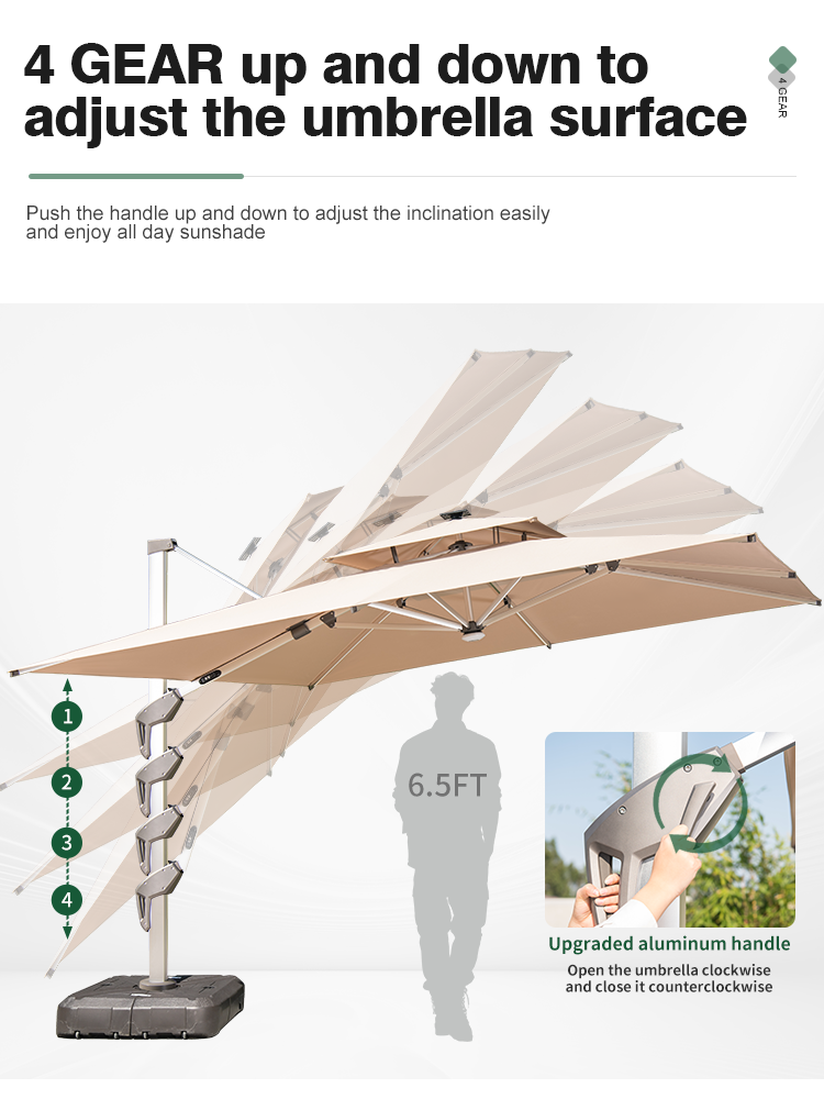 Cantilever Patio Umbrella — Aluminum LED Offset Parasol