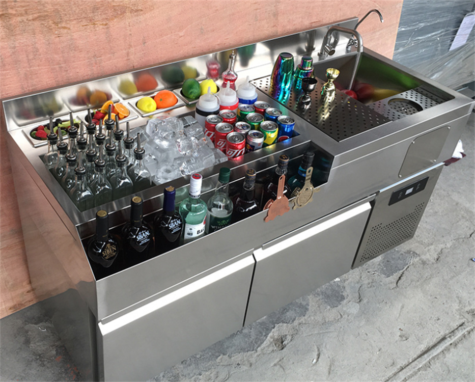 Stainless Steel Outdoor Mobile Bar Counter — Cocktail Station
