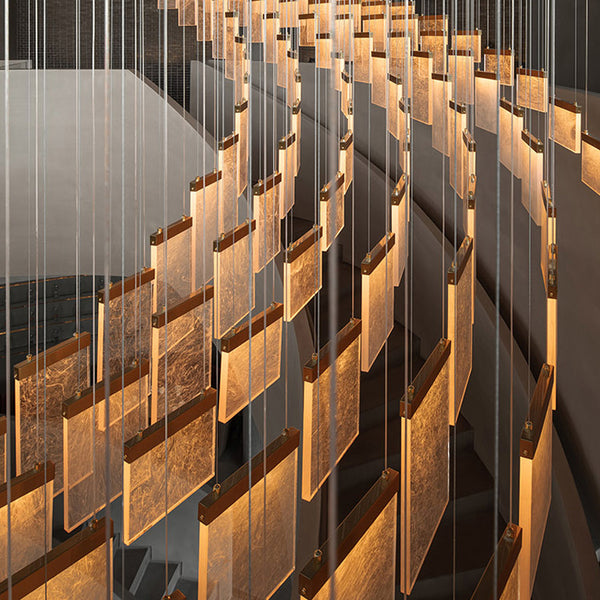 Modern LED Acrylic Chandelier — High-Ceiling Pendant