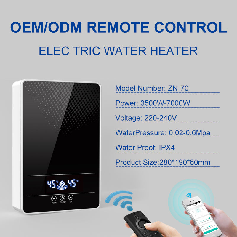 Instant Tankless Electric Water Heater — 7 kW WiFi App Control