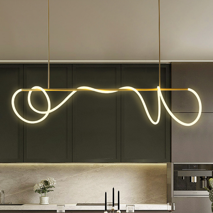 Minimalist LED Line Pendant Light — Silicone DIY Chandelier