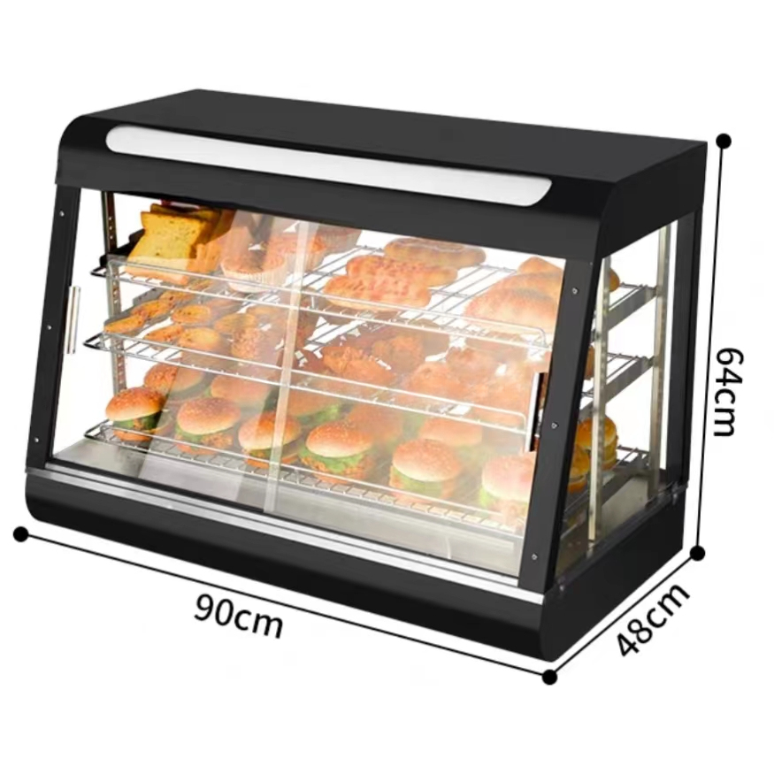 Commercial Stainless Steel Heated Food Display Showcase — 3-Tier