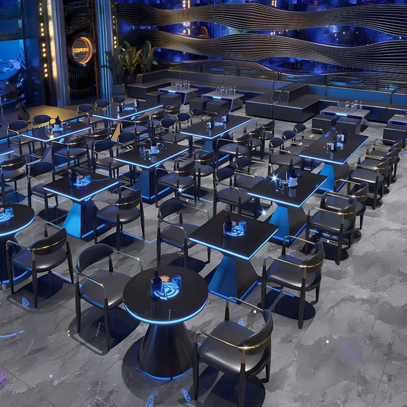 Modern Bar Furniture Set — Cross-Back Chairs & Wood-Top Tables