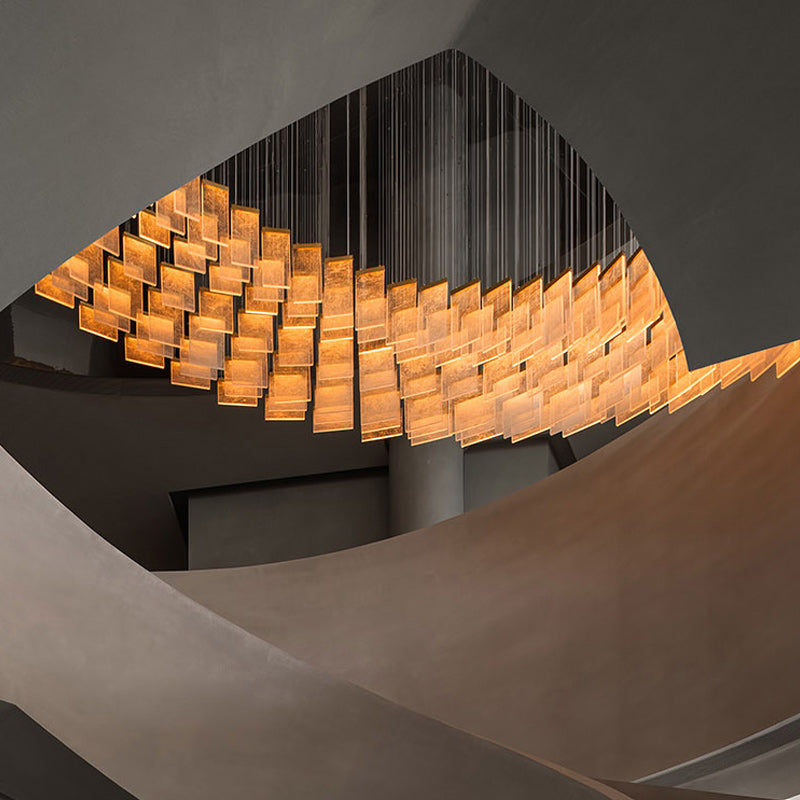 Modern LED Acrylic Chandelier — High-Ceiling Pendant