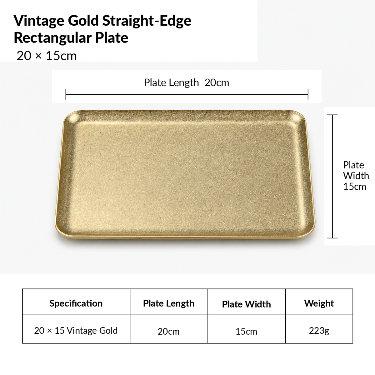 Brushed Stainless Steel Rectangular Serving Tray — Vintage Gold & Silver