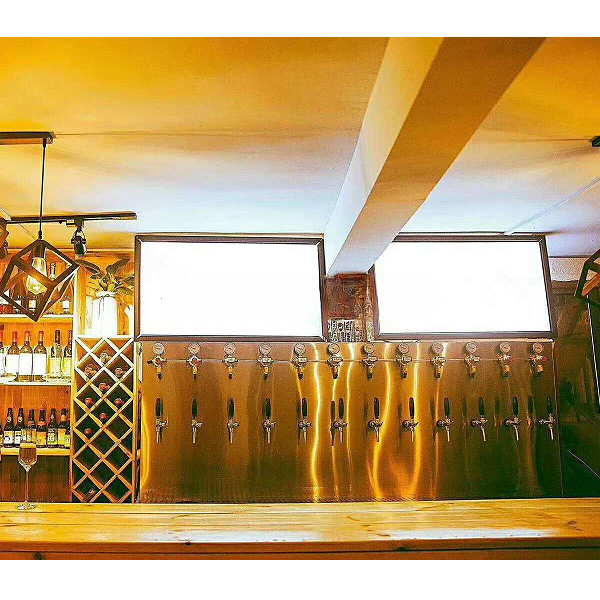 12-Tap Wall-Mounted Draft Beer Cooler with Rinsers