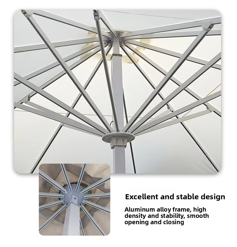 Outdoor Restaurant Umbrella with Aluminum Shaft and Marble Base