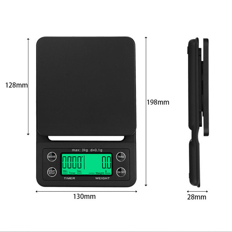 Digital Coffee Scale with Timer — 3 kg, 0.1 g