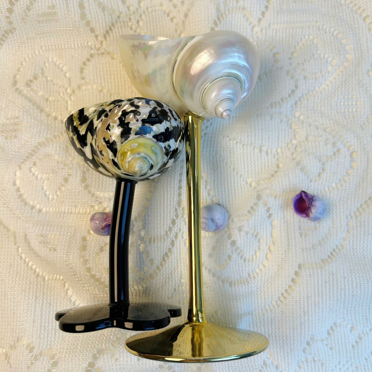 Handmade Shell Cocktail Glasses, height 11–16cm