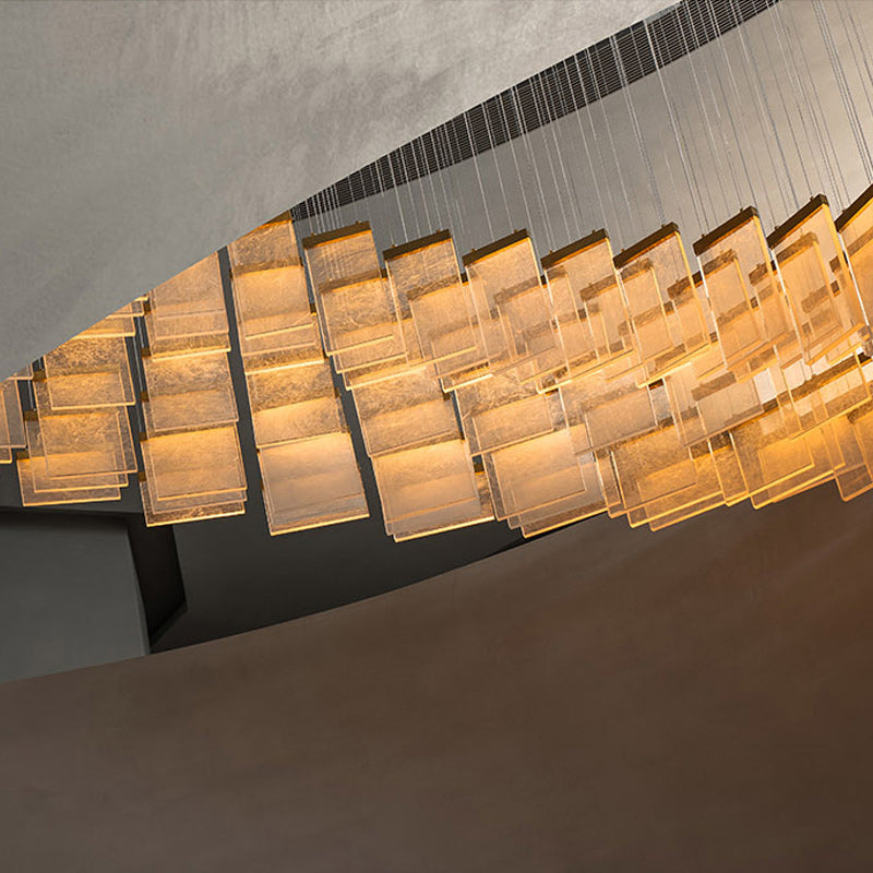 Modern LED Acrylic Chandelier — High-Ceiling Pendant
