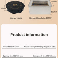 Smokeless Barbecue &amp; Hot Pot Table — Built-In Downdraft Exhaust image preview