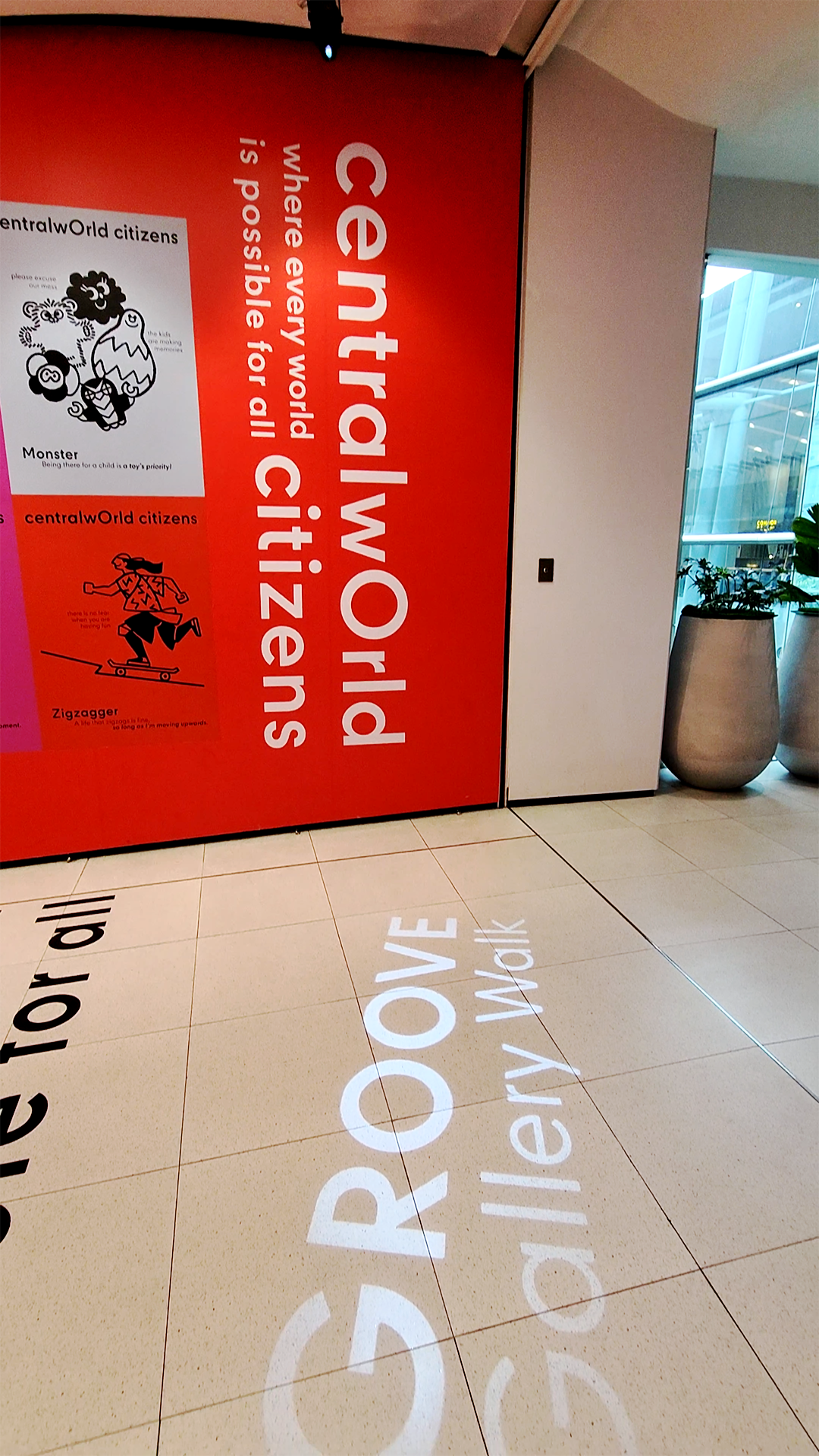 Directional sign projected onto the floor as wayfinding